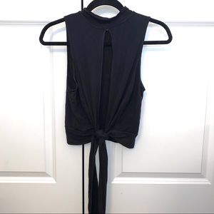 Free People Black Open Front Tie Top - S